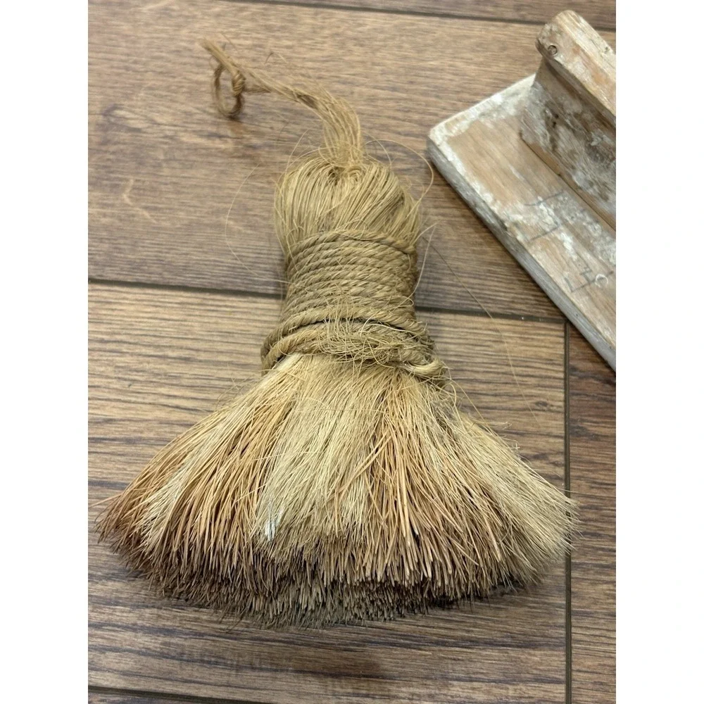 Vintage Whisk Broom Straw & Trowel / Float Primitive Farmhouse Decor